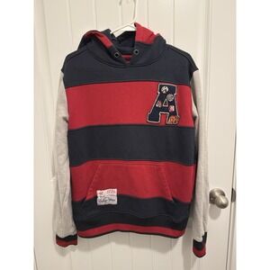 Heritage America‎ Denim Distillery Men's Hooded Sweatshirt Navy/Red W/logo Sz L